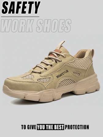 Zapatos de trabajo con puntera de acero para hombres, zapatos de trabajo y entrenamiento industriales beige para hombres, zapatos de para sitios de construcción al aire libre/jardín, zapatos de oficina y transporte, Botas de trabajo con puntera de acero ligeras y anti-impacto para mujeres, zapatos de trabajo cómodos, transpirables y de suela blanda, adecuados para todas las estaciones u outdoor/senderismo, zapatos de deportivos casuales y de moda, Navidad