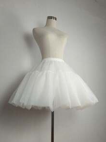 Women's White Tulle Skirt Tutu - 4 Levels Short Tulle Skirt Tutu With Elasticated Waist