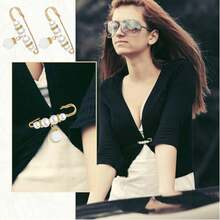 8 件仿珍珠胸针，女士女孩服装衬衫毛衣领子，仿珍珠胸针适用于女士裤子延长针（无卡）办公室配件衬衫夹克珠宝万圣节衣服别针有趣可爱教师礼物00 服装配饰包饰圣诞节 - 彩色 - 查看 6