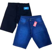 Kit 4 Men's Bermuda Jeans, Worn And Mustache, Black, Dark, Light, Premium, Various Washes With Elastane - 霧霾藍 - 查看 4