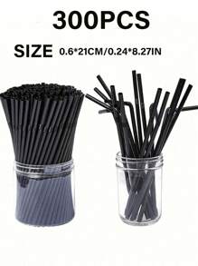 100/200/300pcs Thickened Durable Black Straws, Black Bendable Straws, Length 8.27inch/21cm, Coffee And Stirrers, Drink Accessories, Diameter 0.24inch/0.6cm, Suitable For Kitchen, Bar, Club, Drinks, Milk, Soda Water, Party, Restaurants And Home Use