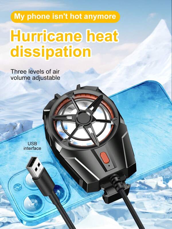 Turbo Vortex Phone Cooler, Rapid Cooling, Cooling Tool, Portable, Compatible With Apple & Android Phones, Wired Cooling Version
