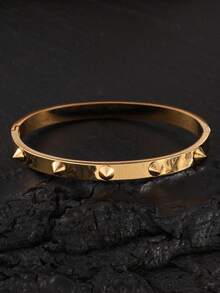 1 件时尚不锈钢铆钉朋克男士手链，防水防褪色，适合日常佩戴