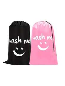 1PC Wash Me Travel Laundry Bag,Washable Drawstring Laundry Bag, EXTRA LARGE, Dirty Clothes Organizer, Large Enough To Hold 4 Loads Of Laundry, Easy Fit A Laundry Hamper Or Basket, Machine Washable, Dorm Room Essentials, College Essentialscloset Organization And Storage Bedroom - Multicolor - View 2