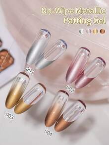 4-Colors No-Wipe Metallic Patting Glue Smudges Canned High Saturation Popular Semi-Solid Nail Polish Glue Nail Salon DIY - 彩色 - 查看 2
