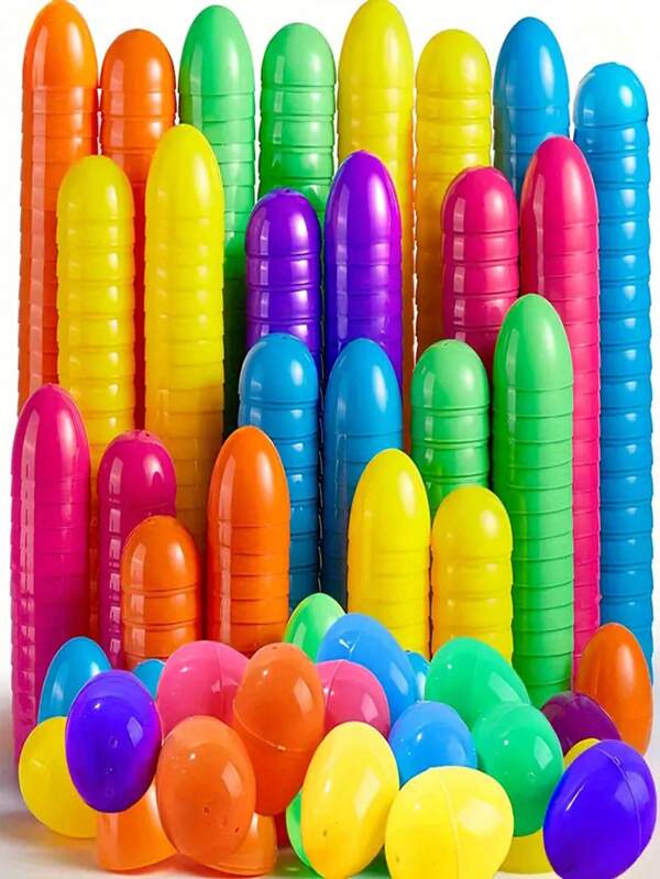 6 piezas/12 piezas/24 piezas Huevos reutilizables de plástico con bisagras para Halloween, huevos sorpresa rellenables de colores para caza de huevos de Halloween DIY, manualidades, favoritos de fiesta, color aleatorio