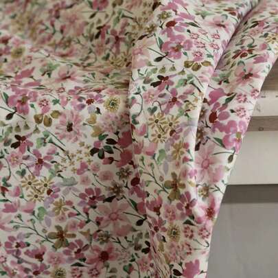 50/100/200/300 * 145 cm Tissu voile de coton botanique délicat et doux de haute qualité avec un motif d'impression florale élégant, convenant pour tous les vêtements DIY, l'artisanat et la conception de mode toute saison