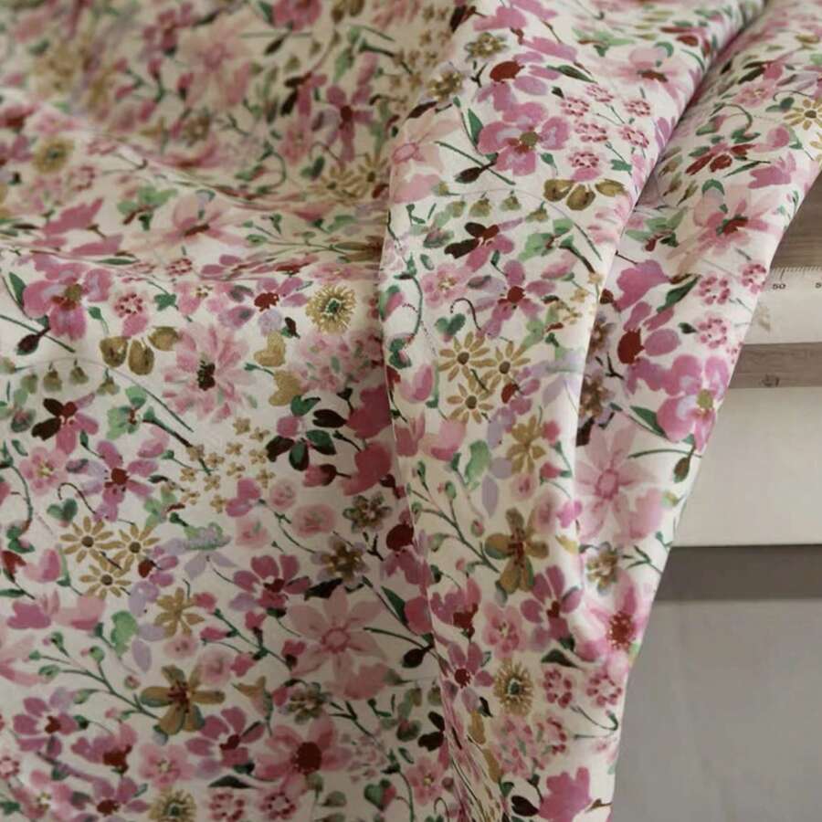 50/100/200/300*145cm 精致柔软的高品质植物棉质薄纱面料，带有优雅的花卉印花图案，适合所有季节 DIY 服装、工艺和时装设计