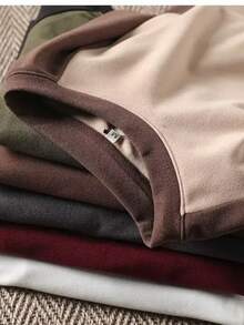 Raglan Long Sleeve T-Shirt 100% Cotton From S To Plus Size G3 - 深綠色/黑色 - 查看 5