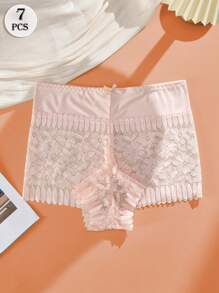 7 szt. seksownych, wyciętych kokardek w połowie talii, damskie, płaskie, kątowe majtki, dojrzałe, urocze, retro, romantyczne, francuskie, lekkie, miękkie, swobodne i wygodne, całoroczne, odpowiednie do domu, na zewnątrz, na wędrówki i na prezent