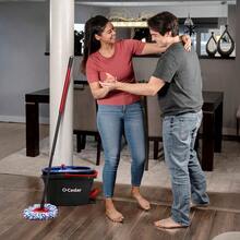 Clean Water Spin Mop Bucket System Hands-Free Wringing Microfiber Mop Head 2-Tank Design Removes 99% Bacteria Safe Hard Floors - Nhiều màu - Xem 8