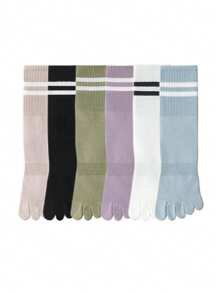 1/3/6 pares de calcetines de cinco dedos multicolor para mujer, calcetines a media pantorrilla, medias deportivas profesionales de 5 dedas, calcetines de yoga, simples y de moda para separator, adecuados para primavera, otoño e invierno