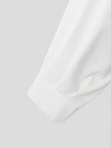 INCERUN Men Cowl Neck Buttons Puff Long Sleeve Pleated Party Casual Loose Blouse Office Work Solid Shirt Tops - trắng - Xem 8