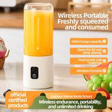 便携式果汁搅拌机，USB 充电，带 12 个刀片，500 毫升搅拌机，用于奶昔和冰沙，补充食物，碎冰，不锈钢刀片，适合户外和旅行