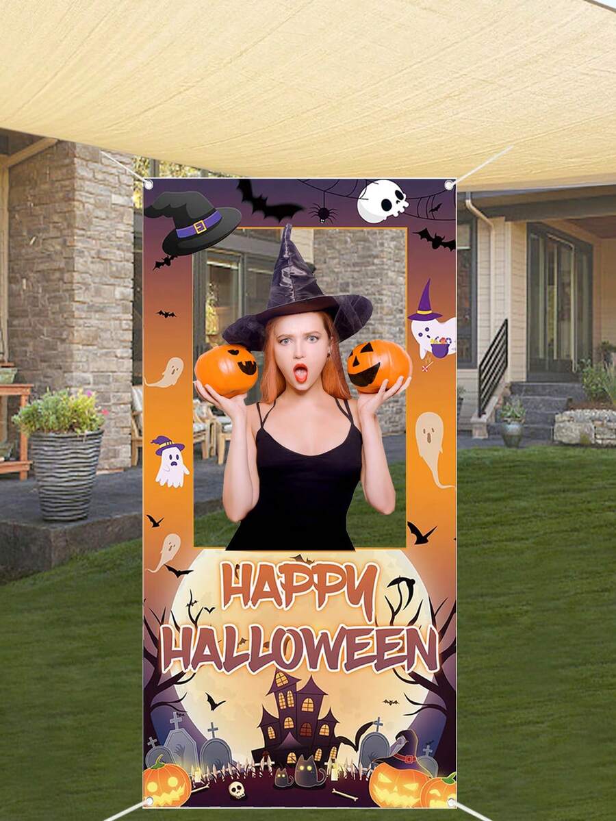 1PC-Halloween Party Decoration Theme Photo Prop Backdrop Indoor And Outdoor Photo Booth Frame For Birthday Party Decor Supplies - Multicolor - View 1