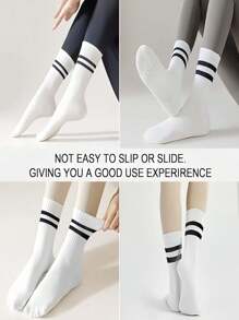 10 Pairs Non-Slip Pilates Socks, Women's Pilates Non-Slip Socks, Pilates Sticky Socks, Yoga Non-Slip Socks, Black White Pink Sports Socks - Multicolor - View 4