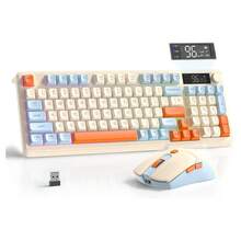 ATTACK SHARK T96无线键盘鼠标套装，智能显示屏和旋钮，蓝牙/2.4GHz双模，彩虹LED背光，94键可充电键盘，带无线电脑鼠标 - 彩色 - 查看 10