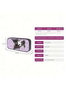 3D Fully Printed Cartoon Sanrio Kuromi 3 Pieces Backpack Primary School Bag Children's Lunch Bag Pencil Bag Set Anime Kawaii Cartoon School Bag