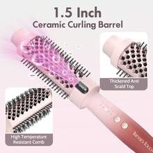 Thermal Brush Hair Curling Brush, 30s Fast Heated Round Brushes 1.5" For Long Lasting Look, Negative Ion Tech, 5 Temp Settings, Less Damage, Universal Voltage, Easy To Use, Gifts For Women, Pink - 美規A型插(110-127V) - 查看 5
