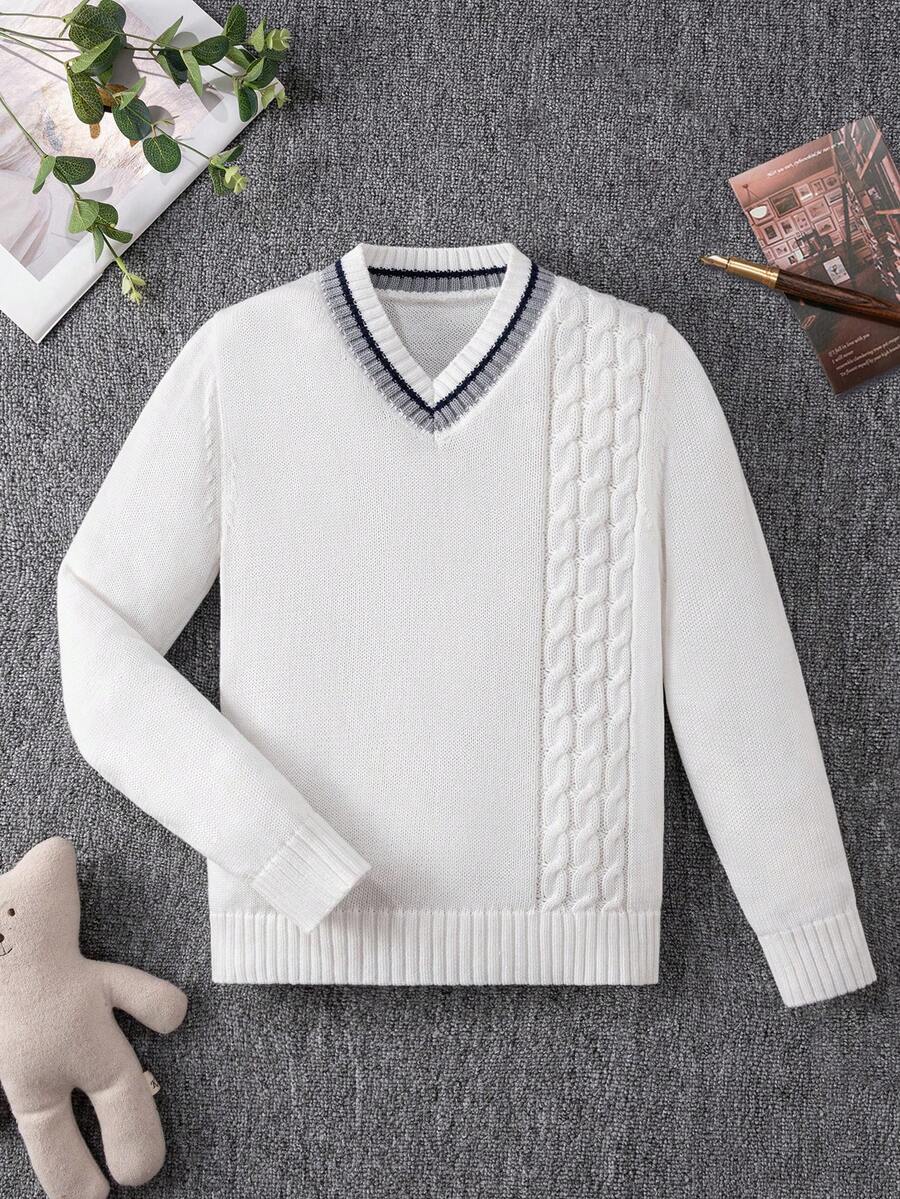 Unisex Kids' Classic Collegiate Long Sleeve Sweater, Versatile For Daily, School, And Vacation Wear - White - View 1