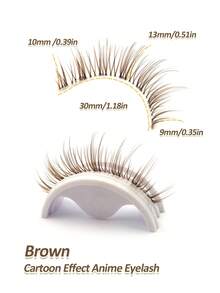 Rikuaild 5 Pairs Cartoon Style Brown False Eyelashes, Anime Style, Natural & Lightweight, Delicate & Soft, Fairy Design, Transparent Band, Reusable, Lightweight & Natural - Spiky Manga Lashes - View 6