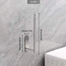 1pc Premium Wall-Mounted Stainless Steel Toilet Roll Holder - Self-Adhesive, Space-Saving Design For Bathroom & Shower - Durable & Easy Installation, Ideal For Holding Toilet Paper And Bathroom Accessories, Bathroom Accessory Holder|Modern Toilet Holder|Durable Construction, Toilet Paper Holder - Multicolor - View 14