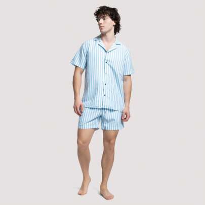 Apres Life Short Sleeve Sky Stripe Cuban Shirt