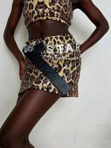 Sparkling Rhinestone Waist Chain/Belt, Letter Waist Chain/Belt, Versatile Design, Butterfly Rhinestone Buckle Waist Belt Fall, Autumn, Halloween