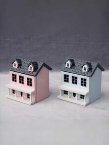 1 Stück Puppenhaus Miniatur Villa, ein kleines Haus zum Spielen, eine süße und winzige Villa mit rosa und blauen Wänden und grauem Dach. Mini Haus Aufbewahrung und Dekoration, ein tolles Geschenk für Miniatur-Enthusiasten. Modell Miniatur Szenen, Spielzeug Haus