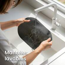 Set de 6 Manteles Individuales Antideslizantes y Reutilizables – Impermeables, Decorativos y Fáciles de Limpiar para Embellecer tu Mesa con Estilo - Negro / Net - Ver 5