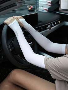 1 Pair Ice Fresh Arm Sleeves, Ice Silk Sleeves With Sun Protection, Summer Fingerless Gloves, Protective Arm Sleeves For Men And Women, For Driving, Outdoor Activities, Fishing, Sports, Exercise - Multicolor - View 9