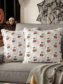 1 Stück Halloween & Weihnachten Serie Kissenbezug, süßer & weicher Geist Kissenbezug, lustiger schwarzer Fledermaus Kissenbezug, geeignet für Halloween, Weihnachten, Wohnzimmer Sofa Party, Schlafzimmer, Schulanfang Wohnheim, 3 Farben Geister