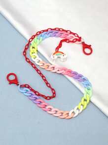 1 pezzo Nuova catena per vita colorata con ciondolo arcobaleno, catena per pantaloni in resina a forma di mostro - accessorio retrò in argilla soffice con ciondolo, accessorio perfetto da abbinare a jeans o zaini per studenti