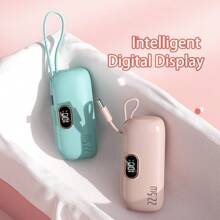 Cargador portátil, batería externa ultra compacta de 4500mAh con cable tipo C incorporado, pantalla LED, doble compatible con teléfonos y otros suministros de energía móvil, adecuado para vacaciones de verano, viajes al aire libre/camping y batería de respaldo de emergencia, regalo para familia, amigos, cumpleaños