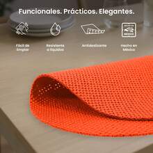 Set de 6 Manteles Individuales Antideslizantes y Reutilizables – Impermeables, Decorativos y Fáciles de Limpiar para Embellecer tu Mesa con Estilo - Naranja / Net - Ver 4