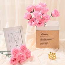 24/36 piezas de rosas artificiales con brillo y glitter | Rosas artificiales eternas para el Día de San Valentín, aniversarios, bodas, decoraciones del hogar - Rosa - Ver 8