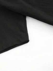 Spring Tops Fashion Letter Print Women's Round Neck Pure Cotton T-Shirt Simple Design, Comfortable And Breathable, Suitable For Daily Casual Wear, Versatile, Shows Natural And Elegant Style, Summer Party Essential, Local Delivery Loose And Comfortable Summer - 黑色 - 查看 3