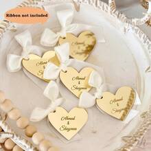 10/50 Pieces Personalized 6cm Heart-Shaped Acrylic Name Tags, Custom Wedding Gift Box Packaging Accessories, Bridesmaid Proposal Box Label Tags - Multicolor - View 9