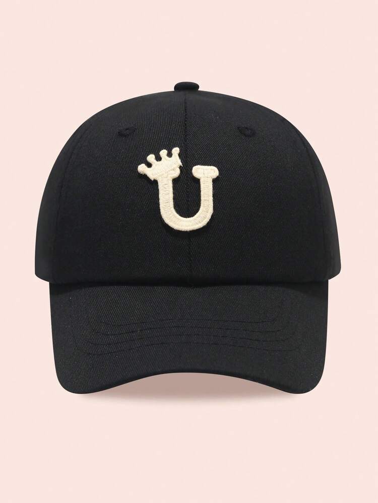 1 Pieza Gorra de béisbol con estampa de 26 letras para mujer/hombre, sombrero para protección solar para uso diario al aire libre, protección UV - Corona soluble en agua - Añade 21