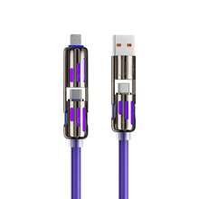 四合一 USB 充电线 快速充电线 USB A+TYPE C+ Lightning 多国铝合金材质 适用于 Lphone 14/15/16 Sumang Galaxy 和 Android 以及平板电脑 iPad Pro 智能手机连接器塑料 兼容 、Android、相机、MP3 通用适配器充电器 - 紫色 - 查看 2