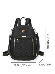 女士牛津背包 - 时尚耐用的旅行背包，配有可调节肩带、多个隔层和金色金属配件，适合工作、周末旅行的休闲背包