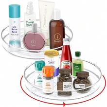 2 Pack Lazy Susan Cabinet Organizer, Plastic Rotating Round Turntable For Pantry - Transparent - View 4