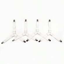 2pcs Adjustable Bed Sheet Clips - Heavy Duty Nylon Elastic Bands With Buckles, Fits Mattresses, Tablecloths, And Sofa Covers - Black, Spot Clean Only, Bedding Accessories, Sheet Fastener, Criss-Cross Design, Durable Fabric Clips, Home Organization, Practical Design, Sturdy Construction, Household Essential