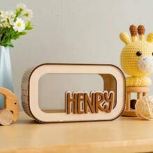 1pc Customized Piggy Bank - Wooden Cash Box, Engravable, Suitable As Gift, Children's Room Decor, Perfect For Christmas, Housewarming, Birthday, Easter, Thanksgiving And Other Special Occasions - Multicolor - View 5