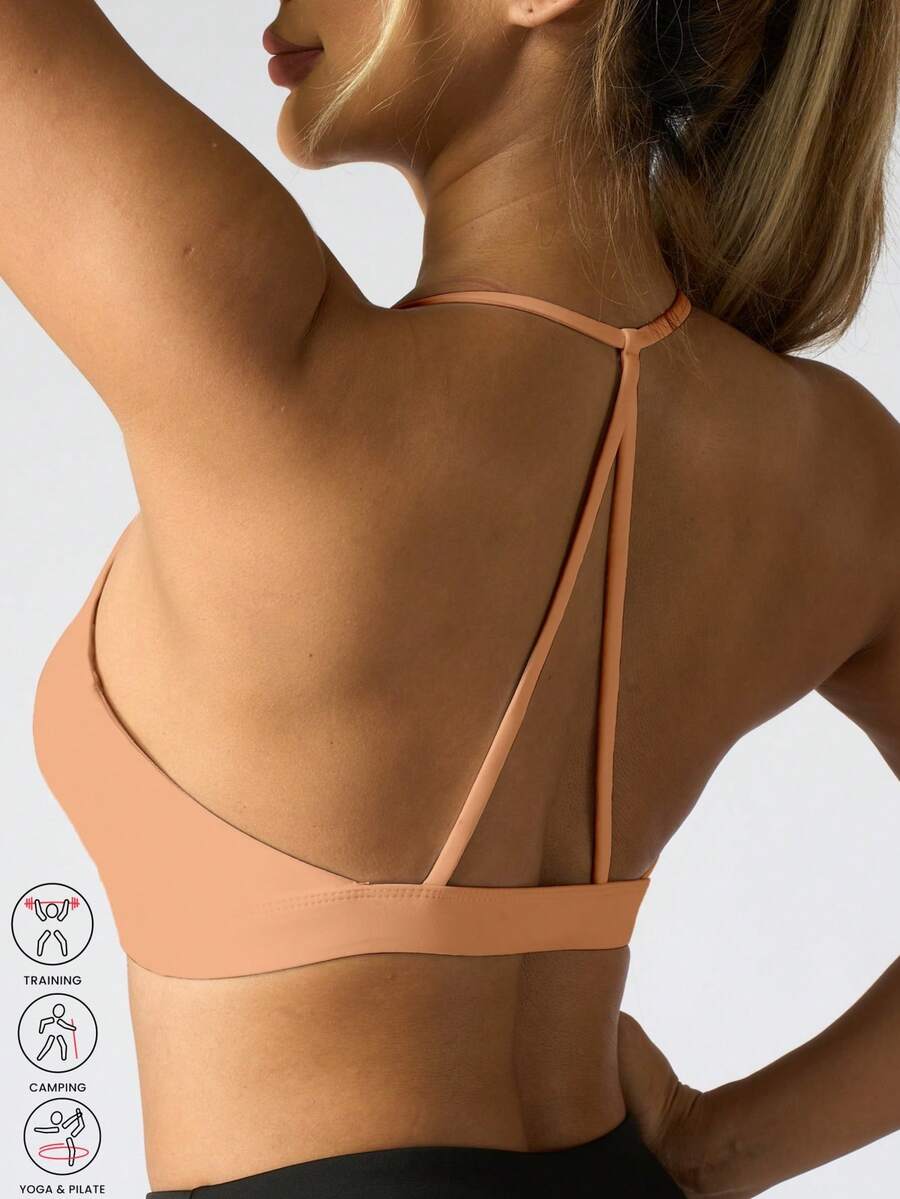 1 件简约优雅弹力女士运动瑜伽胸罩 - 橘色 - 查看 1
