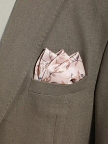 1pc Men's Vintage Floral Leaf Pocket Square, Suitable For Business Meetings, Formal Dinners, Wedding Guests, Groom/Groomsmen, Versatile Casual Wear