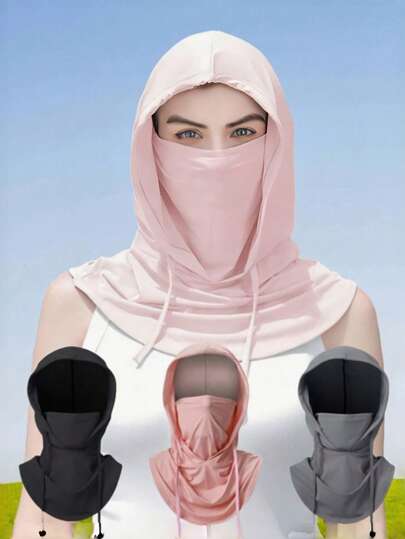 Unisex Outdoor UV Protection Face Mask Hat With Ice Sleeve, Adjustable Neck Gaiter Full Face Cover For Fishing, Hiking, Cycling, Suitable For Halloween, Christmas Gifts