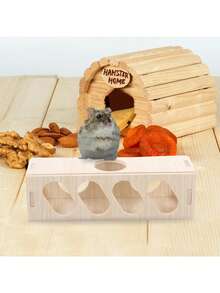 1pc Wooden Hamster, Gerbil, Golden Hamster Toy House, Hideout Tunnel, Climbing Game House, Suitable For Small Animal Villa Stairs - Multicolor - View 4