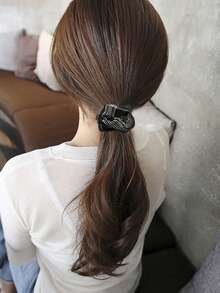 1/5 件菱形休闲波西米亚面料豹纹发圈，男女通用 - 黑與白 - 查看 6