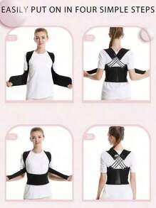 姿势矫正器 - 男女适用背部支架 - 完全可调节矫正器，用于支撑中上脊柱 - 缓解颈部、肩部、锁骨和背部疼痛 - 透气、可调节全背部支撑，缓解上背部和下背部疼痛 - 脊柱侧弯、驼背、驼背、胸椎、脊柱矫正器和男女通用可调节肩带 - 黑色 - 查看 8